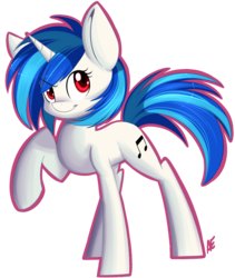 Size: 1450x1714 | Tagged: safe, artist:spittfireart, dj pon-3, vinyl scratch, pony, g4, female, raised hoof, simple background, solo, transparent background