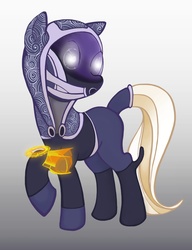 Size: 1972x2574 | Tagged: safe, artist:rhase, pony, quarian, mass effect, omni-tool, ponified, solo, tali'zorah vas normandy