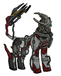 Size: 409x506 | Tagged: safe, artist:pteraclaww, marauder shields, mass effect, ponified