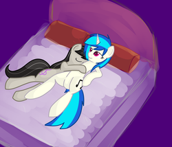 Size: 1280x1098 | Tagged: safe, artist:jade meteor, dj pon-3, octavia melody, vinyl scratch, g4, bed, ship:scratchtavia, shipping, snuggling