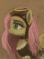 Size: 600x800 | Tagged: safe, artist:grissaecrim, fluttershy, pony, g4, female, goggles, solo, steampunk