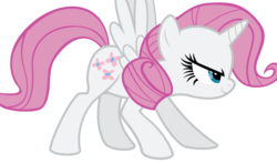 Size: 6344x3736 | Tagged: safe, artist:fey-rune, fluttershy, rarity, oc, oc only, pegasus, pony, unicorn, g4, female, fusion, fusion:flarity, fusion:fluttershy, fusion:rarity, inazuma eleven, inazuma eleven go, inazuma eleven go chrono stone, mare, mixi max, narrowed eyes, parody, pegacorn, solo