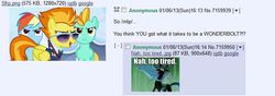 Size: 712x251 | Tagged: safe, lightning dust, queen chrysalis, rainbow dash, spitfire, g4, /mlp/, 4chan, 4chan screencap, thread