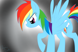 Size: 1500x1000 | Tagged: safe, artist:wubcakeva, rainbow dash, g4, raised hoof, side view, solo, spread wings, wings