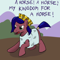 Size: 700x700 | Tagged: safe, artist:ambrosebuttercrust, pony, ponified, pun, richard iii, solo, william shakespeare