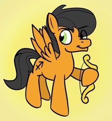 Size: 1365x1473 | Tagged: safe, artist:heretichesh, sagittarius (g4), pegasus, pony, g4, male, ponyscopes, sagittarius, simple background, solo, stallion, yellow background, zodiac