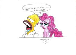 Size: 2338x1700 | Tagged: safe, artist:ulyssesgrant, pinkie pie, g4, crossover, drool, homer simpson, male, the simpsons