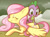 Size: 1134x842 | Tagged: safe, artist:hinoraito, fluttershy, spike, pegasus, pony, g4, duo, eyes closed, female, male, rump scritches, scratching, ship:flutterspike, shipping, straight