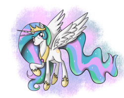 Size: 1860x1475 | Tagged: safe, artist:cosmicponye, princess celestia, pony, g4, female, raised hoof, solo