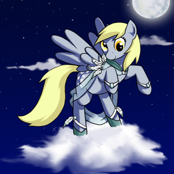 Size: 800x800 | Tagged: safe, artist:theforbiddensecrets, derpy hooves, pegasus, pony, g4, clothes, dress, female, gala dress, mare, rearing, solo