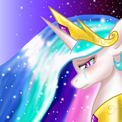 Size: 2000x2000 | Tagged: safe, artist:derpsonhooves, princess celestia, alicorn, pony, g4, crying, female, solo