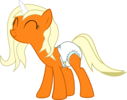 Size: 2102x1653 | Tagged: safe, artist:cupcakescankill, oc, oc only, oc:dreamsicle, pony, unicorn, diaper, female, mare, non-baby in diaper, simple background, solo, transparent background, vector