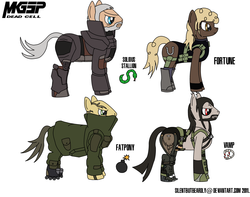 Size: 3240x2550 | Tagged: safe, artist:silentbutbeardly, clothes, coat, dead cell, fangs, fatman, fortune, konami, metal gear, ponified, roller skates, solidus snake, vamp