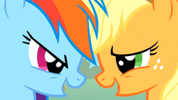 Size: 1280x721 | Tagged: safe, screencap, applejack, rainbow dash, fall weather friends, g4