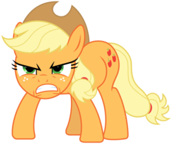 Size: 900x756 | Tagged: artist needed, source needed, safe, applejack, earth pony, pony, g4, angry, female, gritted teeth, mare, simple background, solo, transparent background, vector