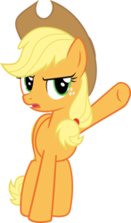 Size: 1280x2171 | Tagged: artist needed, source needed, safe, applejack, earth pony, pony, g4, suited for success, female, mare, raised hoof, simple background, transparent background, vector