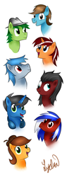 Size: 1397x3681 | Tagged: safe, artist:lydia-rawr, oc, oc only, oc:apple crush, oc:autumn breeze, oc:blaze, oc:carter clover, oc:chaos light, oc:herty, oc:molly, oc:orange cane, oc:silver, derp face, sketch