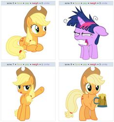 Size: 526x562 | Tagged: safe, applejack, twilight sparkle, g4, exploitable meme, juxtaposition, juxtaposition win, twicrab, twilight snapple, wat