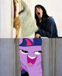 Size: 447x550 | Tagged: safe, edit, twilight sparkle, g4, faic, photo, the shining, wendy torrance