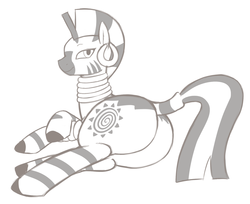 Size: 1386x1130 | Tagged: safe, artist:redintravenous, zecora, zebra, g4, butt, female, flank, lying down, mare, on side, plot, solo, the ass was fat, zecorass