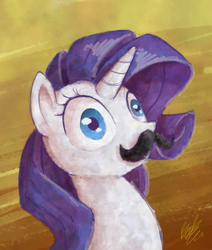 Size: 1191x1403 | Tagged: safe, artist:zestyoranges, rarity, pony, g4, moustache, silly, silly pony, solo