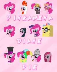 Size: 662x835 | Tagged: safe, artist:hip-indeed, pinkie pie, g4, bust, clothes, costume, glasses, hat, hay guise, pink background, pinkamena diane pie, portrait, simple background