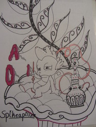 Size: 3000x4000 | Tagged: safe, artist:elainamain, spike, g4, alice in wonderland, crossover, hookah, parody