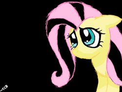 Size: 1032x774 | Tagged: dead source, safe, fluttershy, pony, g4, black background, bust, emoshy, female, floppy ears, looking away, mare, simple background, solo