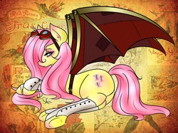 Size: 1280x956 | Tagged: safe, artist:fatcakes, fluttershy, g4, alternative wings, goggles, spats, steampunk
