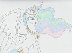 Size: 2221x1613 | Tagged: safe, artist:poknees, princess celestia, pony, g4, female, solo, traditional art