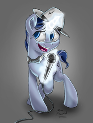 Size: 560x739 | Tagged: safe, artist:drizziedoodles, frank sinatra, hat, microphone, ponified, singing