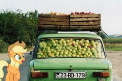 Size: 1165x780 | Tagged: safe, applejack, g4, apple, azerbaijan, car, vaz-21011