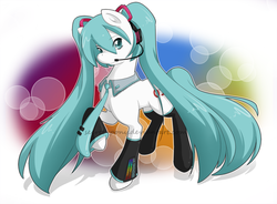 Size: 900x661 | Tagged: safe, artist:secret-pony, earth pony, pony, female, hatsune miku, hilarious in hindsight, mare, ponified, solo, vocaloid