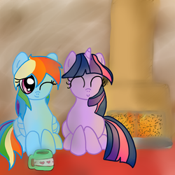 Size: 1000x1000 | Tagged: safe, rainbow dash, twilight sparkle, g4, fireplace, ship:twidash, shipping