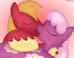 Size: 3922x3038 | Tagged: safe, artist:haltie, big macintosh, cheerilee, earth pony, pony, g4, kissing, male, ship:cheerimac, shipping, stallion, straight