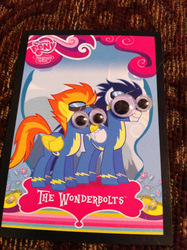 Size: 478x640 | Tagged: safe, soarin', spitfire, g4, googly eyes, special eyes, trading card