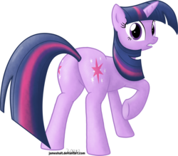 Size: 2291x2009 | Tagged: safe, artist:haltie, twilight sparkle, pony, unicorn, g4, butt, female, looking back, mare, plot, solo, twibutt, unicorn twilight