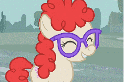 Size: 695x462 | Tagged: safe, edit, edited screencap, screencap, twist, earth pony, pony, call of the cutie, g4, animated, cropped, female, glasses, image macro, solo, sweet