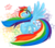 Size: 700x614 | Tagged: safe, artist:blaz-i-chan, rainbow dash, pegasus, pony, g4, abstract background, female, goggles, mare, open mouth, raised hoof, simple background, smiling, solo, spread wings, transparent background, wings