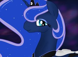 Size: 1044x765 | Tagged: safe, artist:fribox, princess luna, pony, g4, bust, female, moon, portrait, solo, space