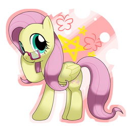 Size: 1120x1120 | Tagged: safe, artist:hoyeechun, fluttershy, pony, g4, female, glasses, solo