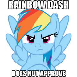Size: 512x512 | Tagged: safe, rainbow dash, pony, g4, angry, disapproval, solo, text