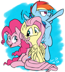 Size: 1071x1182 | Tagged: safe, artist:hak2, fluttershy, pinkie pie, rainbow dash, g4