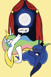 Size: 499x756 | Tagged: safe, artist:hak2, princess celestia, princess luna, g4, the game, trollestia