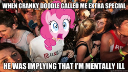 Size: 512x288 | Tagged: safe, pinkie pie, g4, image macro, sudden clarity clarence, sudden clarity pinkie pie