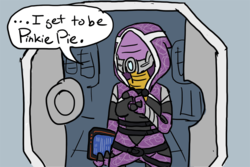 Size: 900x600 | Tagged: safe, pinkie pie, ask abrasive tali, g4, mass effect, tali'zorah vas normandy, tumblr