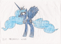 Size: 607x438 | Tagged: safe, artist:star dragon, princess luna, pony, g4, female, ice, solo, traditional art