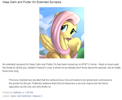Size: 761x625 | Tagged: safe, fluttershy, equestria daily, g4, keep calm and flutter on, sethisto, text