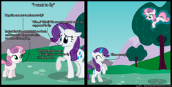 Size: 1450x730 | Tagged: safe, artist:ivanpqwerty, rarity, sweetie belle, g4, close enough, comic, cute, diasweetes, equestria's best big sister, levitation, magic, raribetes, telekinesis