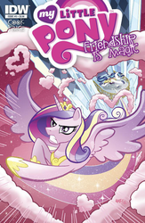 Size: 664x1020 | Tagged: safe, idw, official comic, princess cadance, shining armor, pony, g4, official, comic, cover, epic wife tossing, fastball special